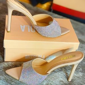 Miss Lola Nude sparkly heels size 8